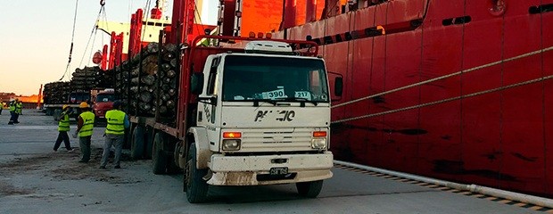 Llega a Entre Ríos buque que cargará madera para exportar